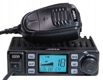 JO! CB radio GS-30 AM/FM 12/24V ASQ RF-Gain LCD 6 barv
