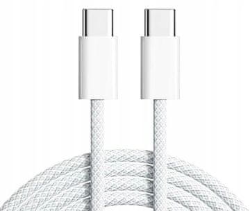 em USB-C NYLO USB-C kabel 1 m bel, hitro polnjenje 60 W
