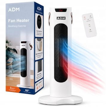 Keramični grelec z ventilatorjem 1500 W PTC LED daljinsko upravljanje oscilacijski 2 v 1