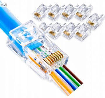 Conotech NS-210 RJ45 vtiči cat.5e UTP prehodni 8P8C za LAN kabel 10 kosov.