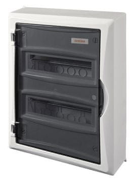 IN nadometna razdelilna omarica 2x12 modulov IP40 N+PE priključki dimljeno steklo tr