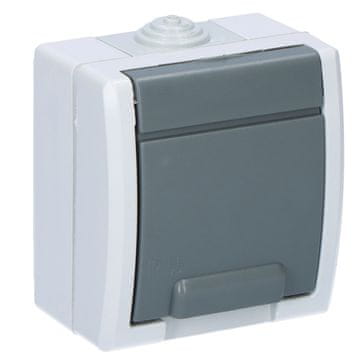 Enojna vtičnica, nadometna, IP55, siva, AQUANT