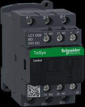 Schneider Electric Močnostni kontaktor TeSys D AC3 9A 3P 1NO 1NC tuljava 24VDC vijačni priključki