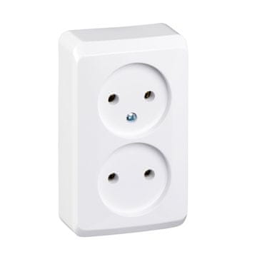 Schneider Electric Nadometna dvojna vtičnica brez ozemljitve, bela PRIMA