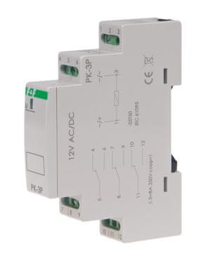 FF Elektromagnetni rele PK-3P 12V AC/DC, kontakt: 3P I=3x8A, 1 modul