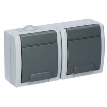 2-kratna nadometna vtičnica, IP55, siva, AQUANT