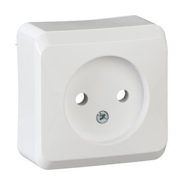 Schneider Electric Enojna nadometna vtičnica brez ozemljitve, bela PRIMA
