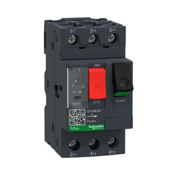 Schneider Electric Motorno stikalo GV2ME, pogon s tipko, 2,5–4 A, omarice za vtičnice