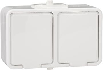 Schneider Electric Nadometna dvojna vtičnica z ozemljitvijo, IP44, bela CEDRA