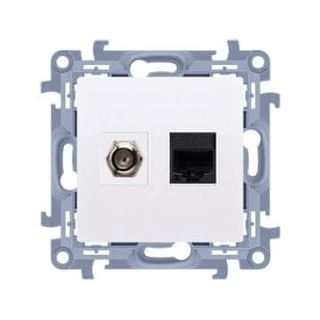 Antenska vtičnica tip "F" + RJ45 kat. 5e (modul), bela Simon10