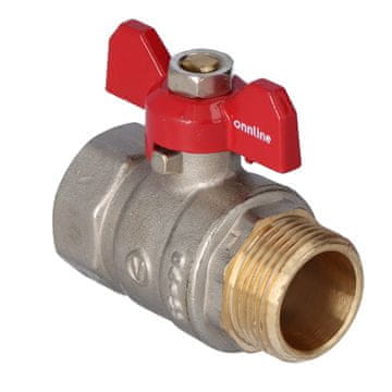 IN Nikljani standardni kroglični ventil z uvodnico, PN16, 3/4 palca PN16 z metuljastim ventilom