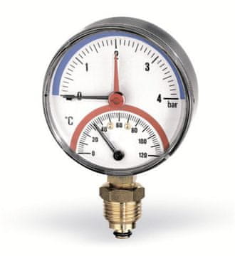 Termomanometer F+R 818 R80/120 stopinj C, 0-4 bar s spodnjim priključkom 1/2 palca