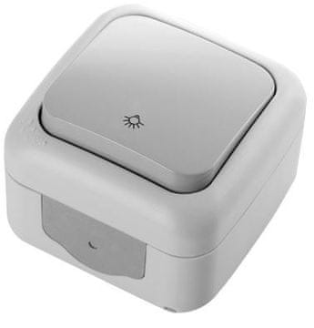 Panasonic Normalno odprto stikalo s simbolom "LIGHT" IP54, sivo PALMIYE