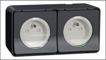 Schneider Electric Mureva 2P+PE dvojna vtičnica z ozemljitvijo, antracitna barva