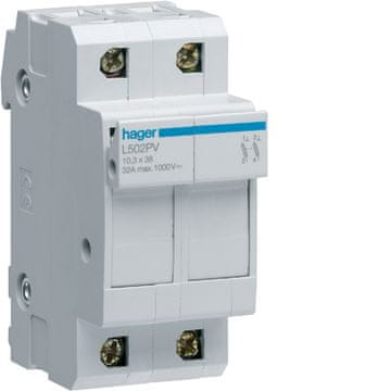 Hager Modularno podnožje varovalk za PV sisteme 2P 10x38mm 32A 1000VDC