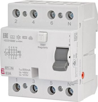 ETI Diferencialno stikalo EFI-P4 A 63/0,5