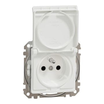 Schneider Electric Enojna vtičnica z ozemljitvijo, 2P+PE z roletami IP44, bela SEDNA DES