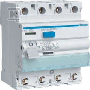 Hager RCC.DIFERENC.ODKLOPNIK 3P+N 25A/30MA TIP A QUI