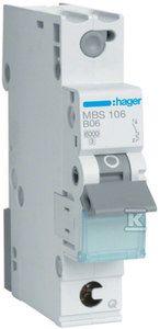 Hager PREOBREMENITEV MCB ICN=6000A 1P B 6A QUI