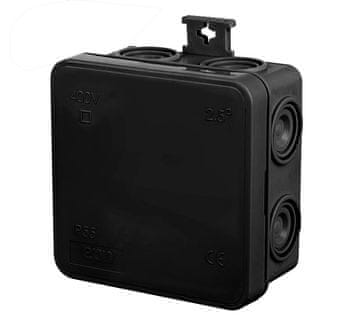 Nadometna doza E7 75x75x39 - 7 membran, črna, IP55