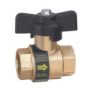 CALEFFI Krogelni ventil z vgrajenim povratnim ventilom. 1/2-palčni metuljasti gumb. BAL