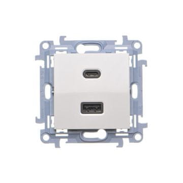 Dvojni USB polnilnik, C+A, 30 W, bel, SIMON10