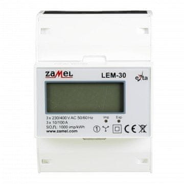 Zamel 3-fazni LCD števec električne energije 100A, 4-mod LEM-30