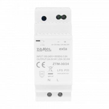 Zamel Preklopni napajalnik, nameščen na DIN-letev TH-35, 30 W, 24 V DC ZTM-30/24