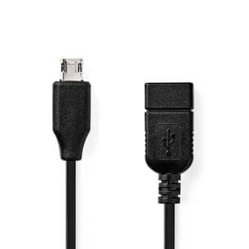 Nedis USB Micro-B adapter | USB 2.0 | USB Micro-B moški | USB-A ženski | 480 Mbps | 0,20 m | Okrogla | Ponikljano | PVC | Črna | Škatla