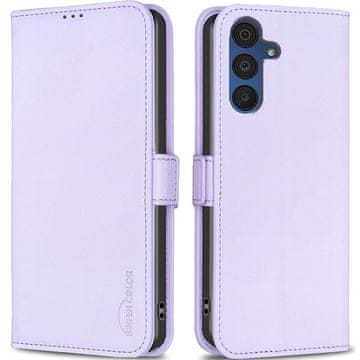 Ovitek za Samsung Galaxy A15, denarnica BINFEN, vijolična + 9H steklo