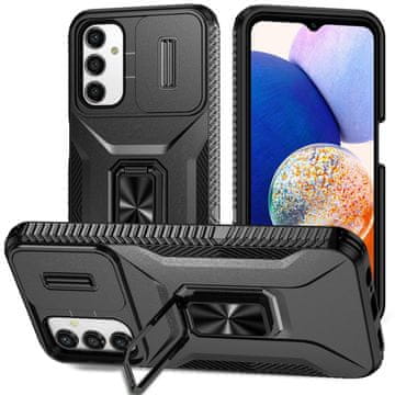 GS Ovitek za Samsung Galaxy A15, oklepni drsni obroč, črn + 9H steklo