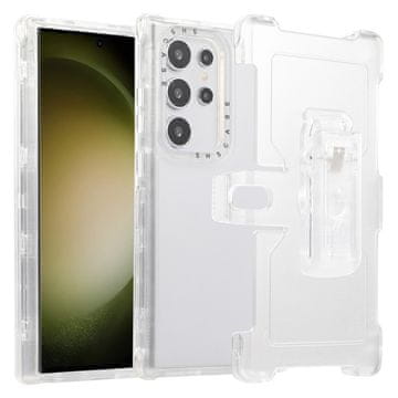 GS Oklepni ovitek za Samsung Galaxy S24 Ultra, sponka za pas, s sponko, prozoren
