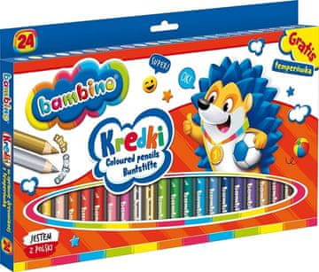 BARVE ZA DEBELE SVINČNIKE BAMBINO 24 LESENIH BARV V LESENEM OKVIRJU 0447