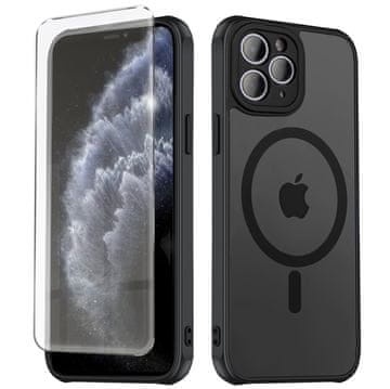 Overboard Ovitek MagSafe za iPhone 11 Pro, hibridni mat ovitek Pro, črn + zaščita za zaslon