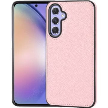 GS Ovitek iz usnja Lychee za Samsung Galaxy A54, roza