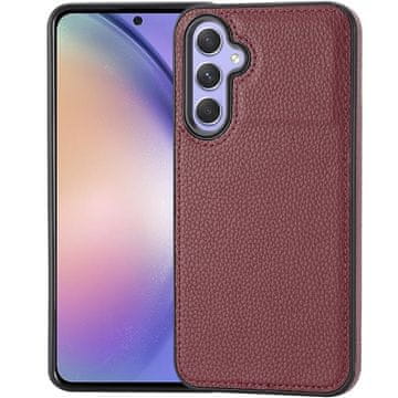 GS Ovitek iz usnja Lychee za Samsung Galaxy A54, bordo