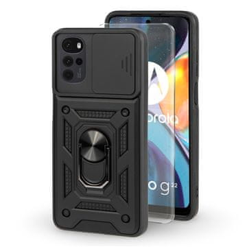 GS Ovitek za Motorola Moto G22/E32/E32s, ojačan drsni obroč, črn + 9H steklo