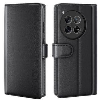 GS Ovitek s preklopom za OnePlus 12 5G, usnjeno, črno