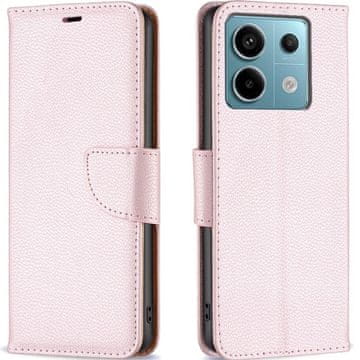 GS Xiaomi Redmi Note 13 Pro 5G preklopni ovitek, denarnica iz usnja Litchi, roza