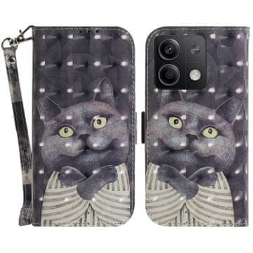 GS Ovitek za Xiaomi Redmi Note 13 5G, denarnica, mačje siva