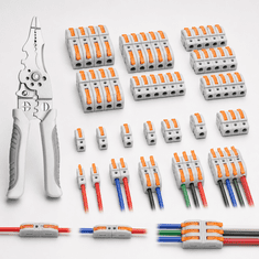 HOME & MARKER® Vzvodni kabelski priključki 50 kosov, 450 V, 32 A, za hitro povezovanje električnih žic, s snemalcem izolacije | QUICKCONX