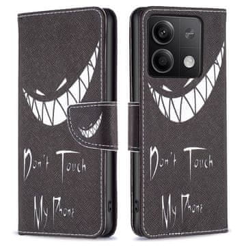GS Ovitek za Xiaomi Redmi Note 13 5G, denarnica, ne dotikaj se mojega telefona, črne barve