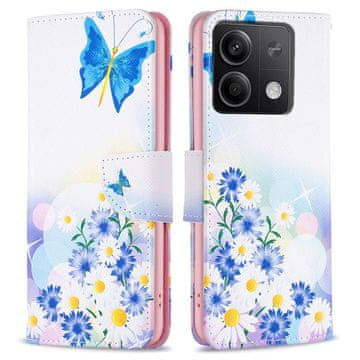 GS Ovitek za Xiaomi Redmi Note 13 5G, denarnica, metulj in rože, bel