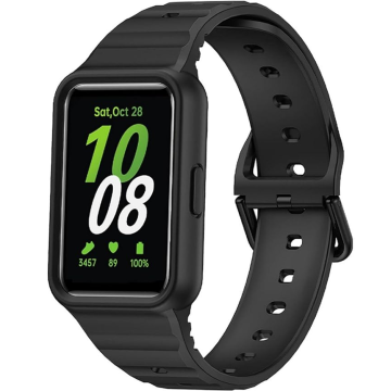 GS Silikonski pašček z etuijem za Samsung Galaxy Fit 3, črne barve