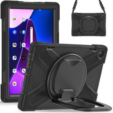 GS Otroški ovitek za Lenovo Tab M10 10.1 Gen 3, oklepljen s paščkom, črn