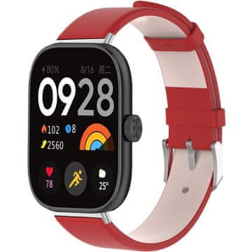 GS Usnjen pašček za Xiaomi Redmi Watch 4 / Xiaomi Smart Band 8 Pro / Xiaomi Smart Band 9 Pro, rdeč