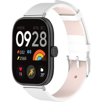 GS Usnjen pašček za Xiaomi Redmi Watch 4 / Xiaomi Smart Band 8 Pro / Xiaomi Smart Band 9 Pro, bel