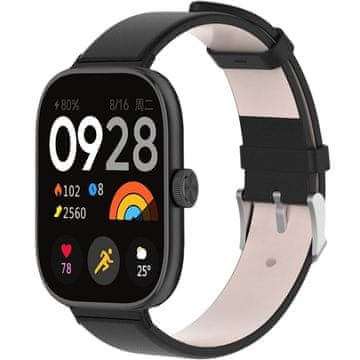 GS Usnjen pašček za Xiaomi Redmi Watch 4 / Xiaomi Smart Band 8 Pro / Xiaomi Smart Band 9 Pro, črne barve