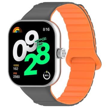 GS Silikonski pašček za Xiaomi Redmi Watch 4 / Xiaomi Smart Band 8 Pro / Xiaomi Smart Band 9 Pro, siv / oranžen