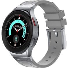 GS Silikonski pašček za Samsung Galaxy Watch 4/5/6 40/42/43/44/45/46/47 mm, siva/srebrna zaponka